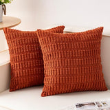 Pack of 2 Corduroy Decorative Throw Pillow Covers 18x18 Inch, Rust