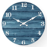 XFM Blue Wall Clock Battery Operated 10 Inch Silent Wood Wall Clocks Country Retro Farmhouse Wall Clock Decorative for Kitchen Living Room Bedroom