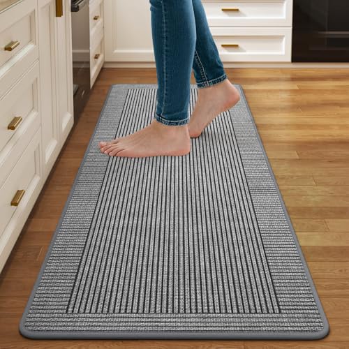 Kitchen Mats for Floor, Non Slip Kitchen Rugs, 17x47 Grey