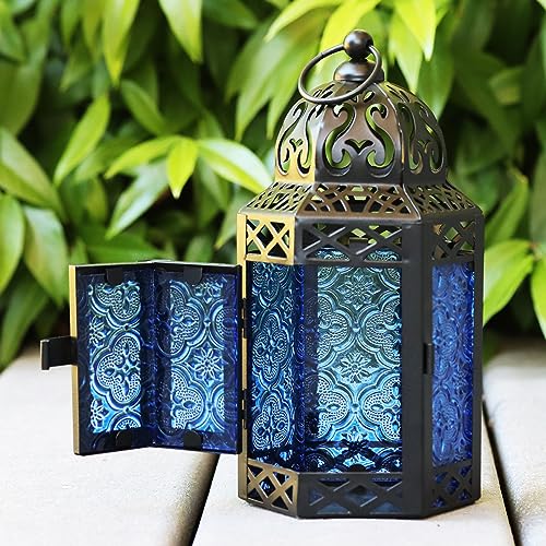 Vela Lanterns Decorative Indoor Moroccan Table Centerpiece, Cobalt, S