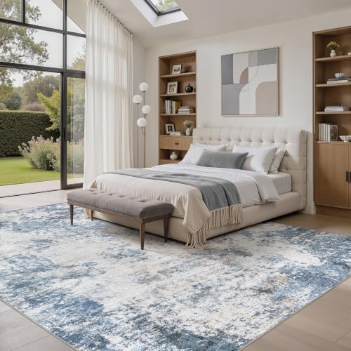 9x12 Area Rug for Living Room Washable Abstract Indoor Carpet