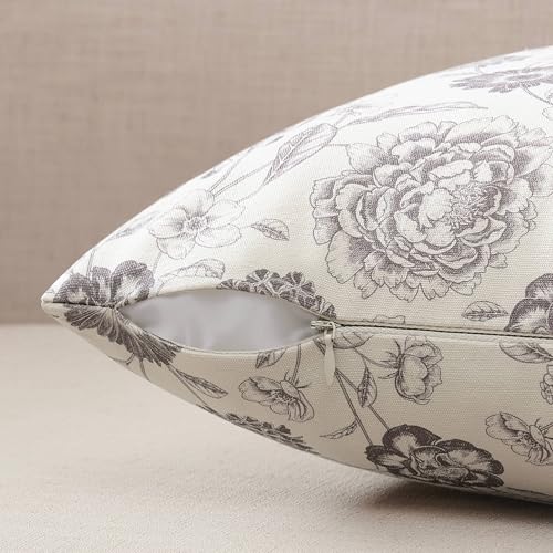 Botanical Throw Pillow Covers Set of 2, 18x18 Inch Grey
