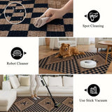 LIVEBOX Easy Jute Runner Rugs for Hallway 2x10, Non Slip Washable Rug Runner, Checkered Extra Long Rugs for Hallways, Ultra Thin Farmhouse Kitchen Rug for Hardwood Floor