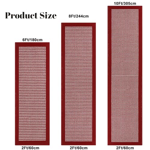 Hallway Runner Rug 2x10ft Red Kitchen Floor Mat Modern Geometric Non Slip Throw Rugs Busy Traffic Extended Indoor Doormat Machine Washable Accent Carpet forBedroom Living Room Valentine's Day