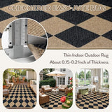 Lahome Checkered Easy Jute Outdoor Patio Rug, 8x10 Living Room Rug Washable