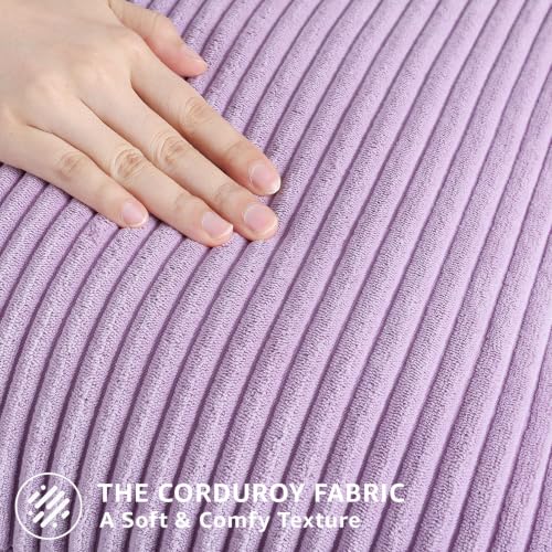 Mecatny Corduroy Decorative Throw Pillow Covers 22x22 Set of 2 Lilac