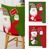 Christmas Chair Back 3D Santa Snowman Chair Slipcovers for Dining Room Restaurant Home Party Christmas Decoration