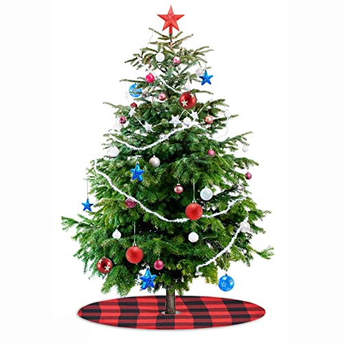 2 Pack Christmas Tree Skirt Decorations 15 Inch Mini Xmas Tree Skirt, Buffalo Plaid Tree Skirt for Family Christmas Party Holiday Decoration