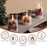 Christmas Glass Flameless Pillar Candles with Remote Set of 3