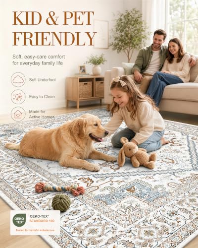 OLANLY 4x6 Washable Area Rugs, Soft Non Slip Carpet for Bedroom Living Room