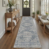 2'6''x8' Washable Runner Rug for Hallway Kitchen, Blue