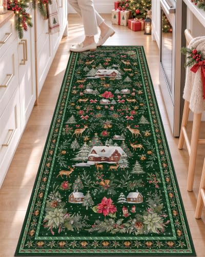 OLANLY 2x6 Christmas Runner Rug, Soft Non Slip Carpet for Hallway Kitchen