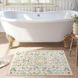 Lahome Washable Insect Botanical 2x3 Area Rugs for Entryway - Machine Washable Non-Slip Kitchen Rugs, Beige Boho Low Profile Soft Faux Wool Indoor Door Mat for Bathroom,Bedroom, Hallway