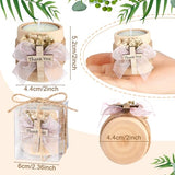 MTLEE 16 Pack Wooden Tealight Candle Holders Kit Guest Gifts for Wedding Baby Shower The First Communion Baptism Christening Housewarming Party Handmade Thank You Candle with Card Box Rope (Cute)