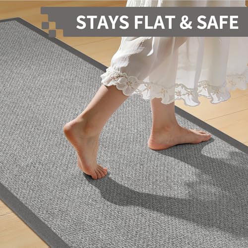 Hallway Runner Rug Non Slip Kitchen Runner Entryway Mat Grey 2x8 ft