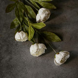 VIERENA 6 Pcs Faux Silk Peony Artificial Flowers for Vase -27", Bulk Fake Peonies Branches with Stems for DIY Bouquet Centerpieces Wedding Fillers Arrangements Shower Decorations (Cream)