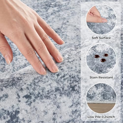WITSHOCK 5x7 Area Rugs for Living Room: Machine Washable - Non Slip Modern Abstract Rug for Bedroom Under Dining - Stain Resistant for Household - Pet Owners (Blue)
