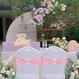 Pink Chair Sashes 100 Pack Spandex Pink Sashes for Chairs Stretch Chair Sashes Clearance with Heart Buckle Slider for Wedding Banquet Party Decorations