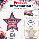 Lighted 4th of July Star Tree Topper, LED USA 250th Anniversary Wooden Patriotic Star Treetop Decoration, Battery Operated American Flag Star for Christmas Tree Independence Day Party Decor
