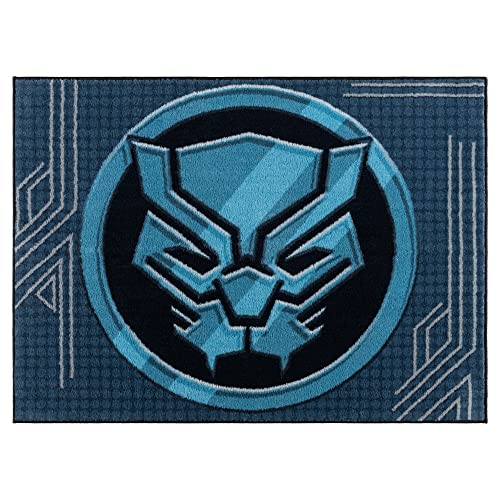 Gertmenian Marvel Black Panther Indoor Area Rug - 3x5 Small, Non-Slip, Ideal for Children in Bedroom, Game Room, Classroom, Nursery or Play Area - Black/Blue, 19867