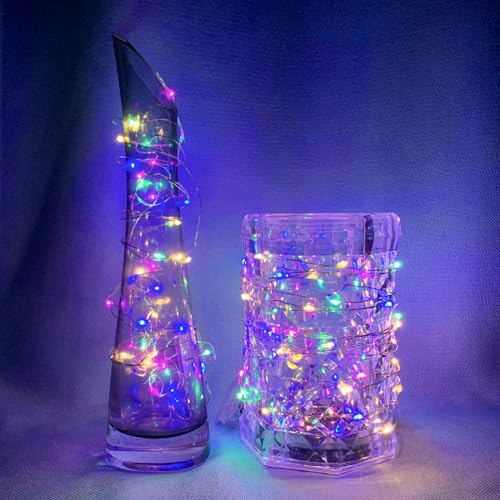 8 Pack Fairy Lights 7Ft 20 LED Twinkle String Lights 3 Modes Battery Operated Waterproof Firefly Starry for Mason Jar Party Wedding Easter Valentines Day Table Centerpieces,Rainbow-Pastel