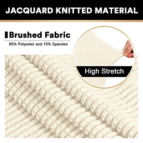 PrinceDeco Stretch Loveseat Sofa Cover Bundle T Cushion Loveseat Slipcover, Natural