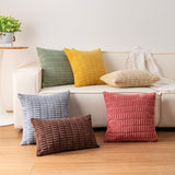 Pack of 2 Corduroy Decorative Throw Pillow Covers 18x18 Inch, Cranberry Red