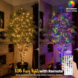 Fairy Lights USB Plug in 33ft 100LEDs with Remote, Warm White 20 Color Changing Light Twinkle Firefly String Lights for Bedroom Party Wedding Christmas Tapestry, Multicolor Colors