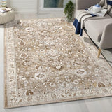 LOKHOM 3x5 Washable Area Rug, Boho Floral Non-Slip Kitchen Area Mat, Beige