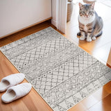 2x3 Entryway Rug Washable - Moroccan Small Area Rugs for Entryway Low Pile Indoor Mat Non Slip with Rubber Backing Thin Area Rug Pet Friendly for Front Door Kitchen Bedroom 2x3 Geo Grey