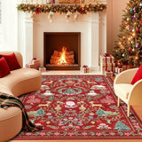 Christmas Rug 5x7 Area Rugs for Living Room Bedroom, Red