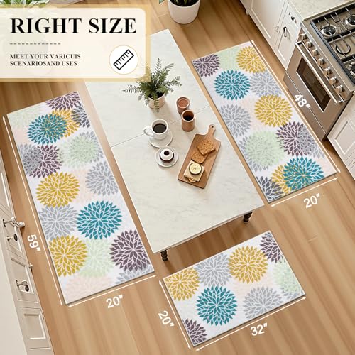 Kitchen Rugs Set 3 Piece, Non Slip Washable Kitchen Mats for Floor