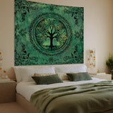 Apdidl Green Nature Tapestry for Bedroom Aesthetic, Hippie Ceiling Tree of Life Decor Tapestries Wall Hanging, Boho Bohemian Mandala y2k Art Backdrop for Dorm Living Room (51"X60")