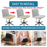 Vanity Chair Cover Criss Cross Chair Cover Waterproof and Elastic Armless Chair Slipcover Armless Chair Covers Office Chair Covers (Black,Just The Cover,No Chair)