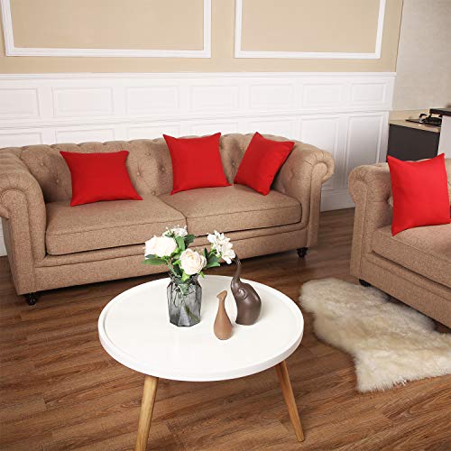 Boao 4 Pack Decorative Outdoor Waterproof Throw Pillow Covers Square Patio Balcony Garden Waterproof Cushion Case PU Coating Pillow Shell for Couch Bed Patio Sofa, 18 x 18 Inch(Red)