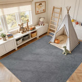7x10 Large Pure Dark Grey Area Rug Non-Slip Washable for Living Room
