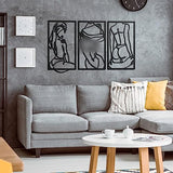 Peryiter 3 Pcs Modern Minimalist Wall Decor Abstract Metal Wall Art Metal Line Art Woman Body Artwork for Bedroom Bathroom Living Room(Black)