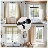 jinchan Black Curtain Rods for Windows 66 to 120 Inch, 1 Inch Diameter Adjustable Heavy Duty Outdoor Long Window Curtain Rod for Bedroom, Boho Decorative, 60-120 Inch, Single
