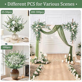 Serwalin 100 Pcs Mixed Artificial Eucalyptus Stems,Babys Breath Artificial Flowers Bulk with Faux Eucalyptus Leaves Greenery Stems for Wedding DIY Bouquets Floral Arrangement Home Decor