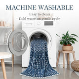 Lahome Moroccan Indoor Rugs for Entryway 2x3 Area Rug Non-Slip Backing Washable Inside Door Mats Low-Profile Throw Soft Rugs for Bathroom, Geometric Print Distressed Blue Rug for Kitchen Bedside Hana