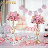 NUPTIO Gold Centerpiece Stand for Table, Twist Style , 17.7" Tall, 10 Pcs