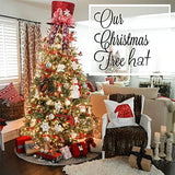 Christmas Tree Topper Hat, 2025 Red Candy Cane Bow Christmas Tree Top Toppers with 6.5ft Ribbon Light, Shiny Xmas Santa Tree Toppers Christmas Decorations for Holiday Decor