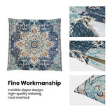 BETGINY Boho Pillow Covers 18x18, Blue and Teal Ethnic Design Outdoor Decorative Throw Pillows for Couch, Carpet Pattern Decor Cushion Cover 2 Pcs Farmhouse Linen Pillowcase for Bed Car Safa