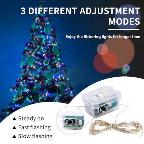 8 Pack Fairy Lights 7Ft 20 LED Twinkle String Lights 3 Modes Battery Operated Waterproof Firefly Starry for Mason Jar Party Wedding Easter Valentines Day Table Centerpieces,Rainbow-Pastel