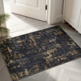 Sasttie 2x3 Entryway Area Rug, Modern Abstract Small Carpet, Black & Gold