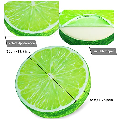 HYSEAS Round Throw Pillows 14 Inch Lemon, 3D Print Decorative Plush Funny Fruit Stuffed Cushions Seat Pad for Couch, Chair, Floor, Sofa, 2 Pack