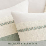 Laolitou Set of 2 Boho Throw Lumbar Pillow Covers 20×12, Rustic Farmhouse Cotton Linen Soft Sage Green Decorative Pillow Cover for Living Room Sofa Bedroom Couch Cushions Home Decor