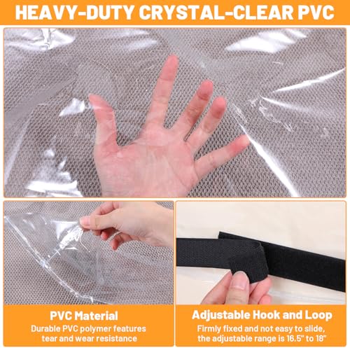 6 Pack Clear Plastic Dining Chair Covers – Heavy-Duty PVC Seat Protectors, Waterproof & Scratch Resistant, 20" x 16" x 4" Fits Most Standard Chairs with Hook and Loop Closure