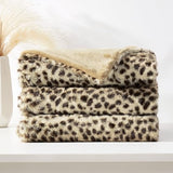 DREAMNINE Luxury Brown Cheetah Print Faux Rabbit Fur Blanket for Couch 50" x 60",Decorative Soft Thick Fluffy Leopard Furry Blankets, Warm Blankets for Winter,Animal Print Cozy Chic Fuzzy Lap Blanket