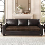 ANARACHON Leather Look Couch Cushion Covers Sofa Seat Slipcovers Sets Couches Furniture Protector for Sectional Armchair Loveseat Pets Kids Stretch Spandex Fabric(3 Cushion Sofa, Brown)